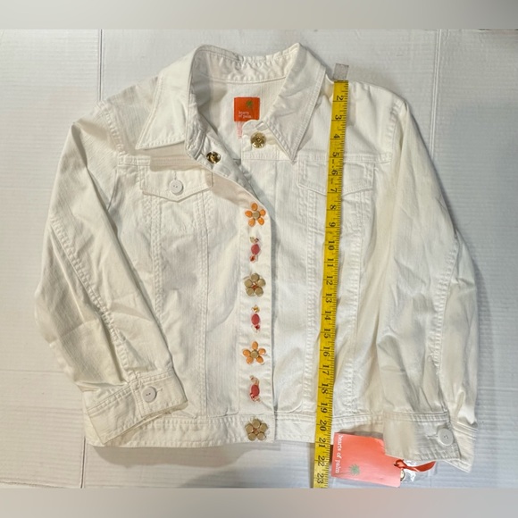 HEARTS OF PALM Womens White Button Up Floral Mimosa Time Jacket Cropped Size 12 - Picture 4 of 10